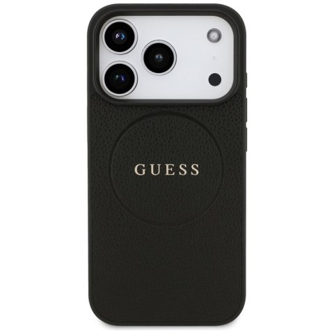 Guess Grained Ring MagSafe - Etui iPhone 17 Pro (czarny)