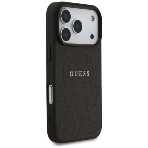 Guess Grained Ring MagSafe - Etui iPhone 17 Pro (czarny)