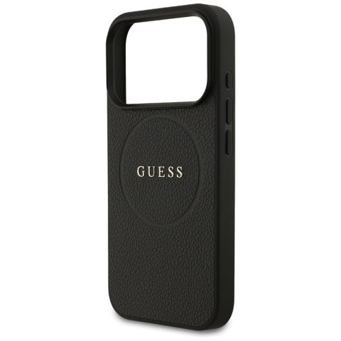 Guess Grained Ring MagSafe - Etui iPhone 17 Pro (czarny)