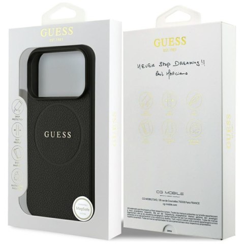 Guess Grained Ring MagSafe - Etui iPhone 17 Pro (czarny)