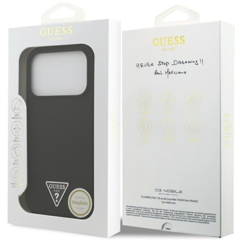 Guess Silicone Triangle Logo MagSafe - Etui iPhone 17 Pro (czarny)