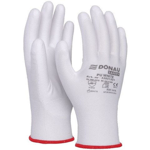 Rękawice Donau Safety PU White rozm.10 białe