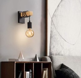Kinkiet ścienny Loft / Lampa ścienna - czarno-drewniany