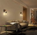 Kinkiet ścienny Loft / Lampa ścienna - czarno-drewniany