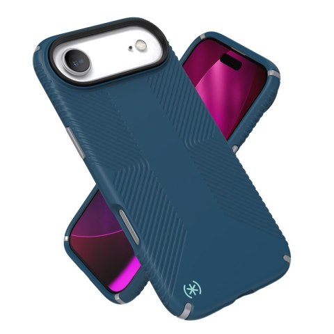 Speck Presidio2 Grip MagSafe - Etui iPhone Air (Deep Sea / Silver Metallic / Spell Blue)