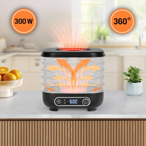 Suszarka do grzybów , warzyw , owoców , 300W , 5 sit , wyświetlacz , termoobieg , TEESA