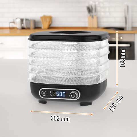 Suszarka do grzybów , warzyw , owoców , 300W , 5 sit , wyświetlacz , termoobieg , TEESA