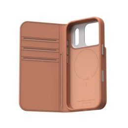 Moshi Overture MagSafe - Skórzane etui 3w1 z klapką iPhone 17 Pro (Misty Coral)
