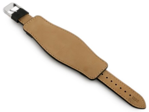 Pasek skórzany do zegarka W85 - podkładka - czarny - 22mm