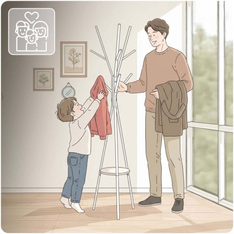 Wieszak na ubrania metalowy z półką stojący Massido MS-869