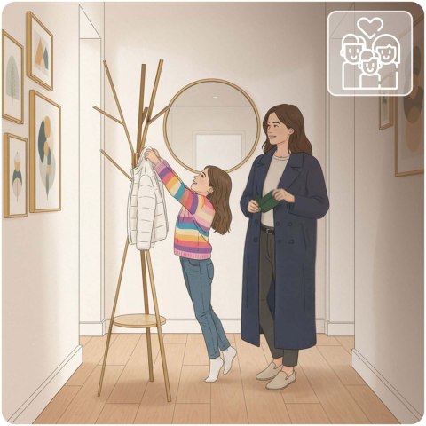 Wieszak na ubrania metalowy z półką stojący Massido MS-869