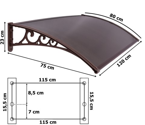 Daszek nad drzwi Sano 80x120cm brązowy
