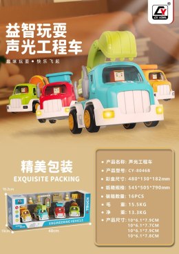 Zestaw Autek Budowlanych z Funkcją Dźwięku i Świateł + Akcesoria