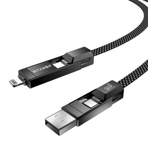 Kabel USB 4w1 Blitzwolf BW-HDC7 USB+C+Lightning 240W 1,2m (czarny)