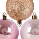 Bombki Choinkowe VILDE Różowe 6 cm Zestaw 12 szt. Nietłukące Brokat
