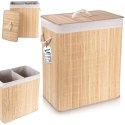 Kosz na Pranie Bambusowy Beżowy 90 L VILDE Pojemny i Drewniany