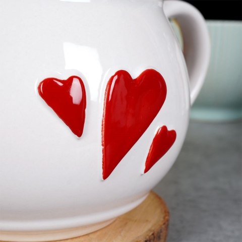 Kubek do Kawy Herbaty Ceramiczny Biały Serce Pojemny Duży ORION 430 ml