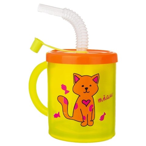 Kubek dla Dziecka ze Słomką Kot 260 ml ORION Pokrywka Wygodny BPA Free