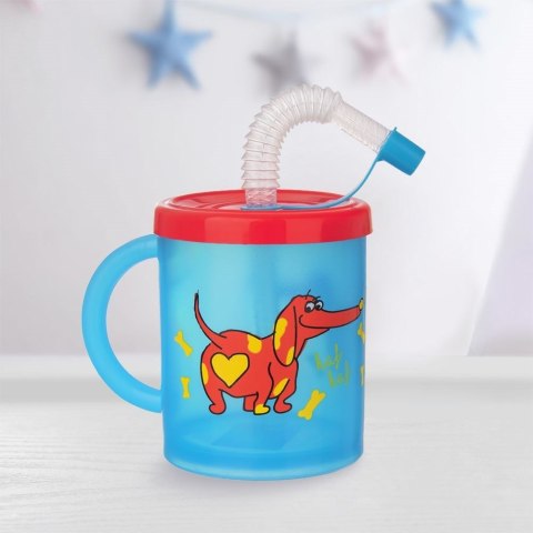 Kubek dla Dziecka ze Słomką Pies 260 ml ORION Pokrywka Wygodny BPA Free