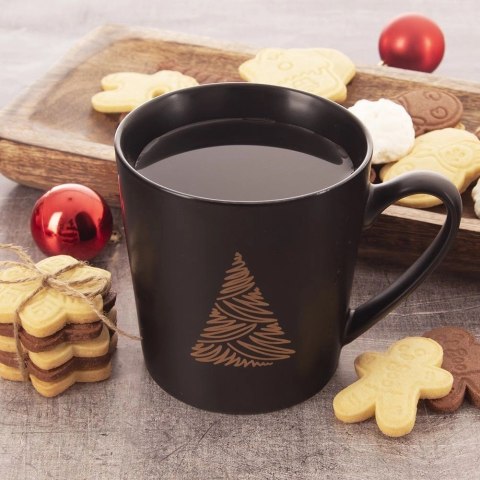 Kubek Porcelanowy 500 ml ORION Czarny Choinka Świąteczny do Mikrofali