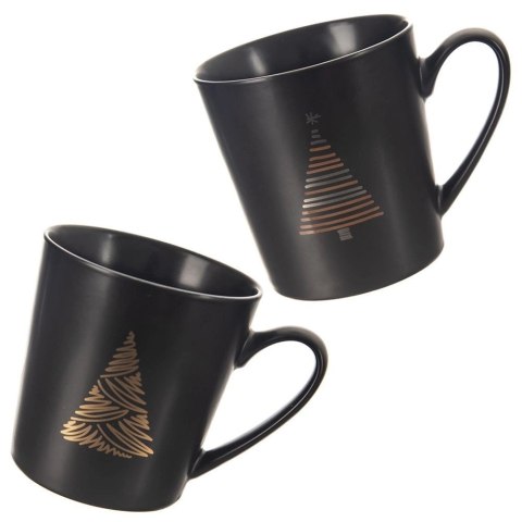 Kubek Porcelanowy 500 ml ORION Czarny Choinka Świąteczny do Mikrofali