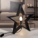 Lampka Stołowa Drewniana Czarna Gwiazda Ozdobna VILDE 34,5 cm