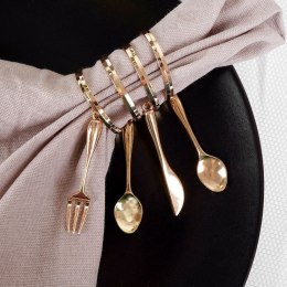 Obrączki na Serwetki 4 szt. Metalowe Złote Sztućce Solidne Trwałe VILDE