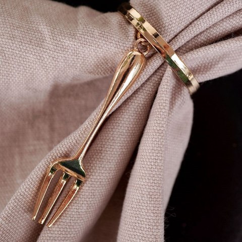 Obrączki na Serwetki 4 szt. Metalowe Złote Sztućce Solidne Trwałe VILDE