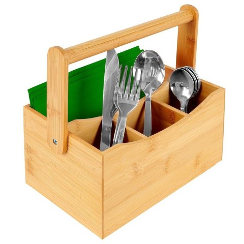 Stojak Organizer na Sztućce Sosy Przyprawy Drewniany Stołowy ORION 22x14 cm