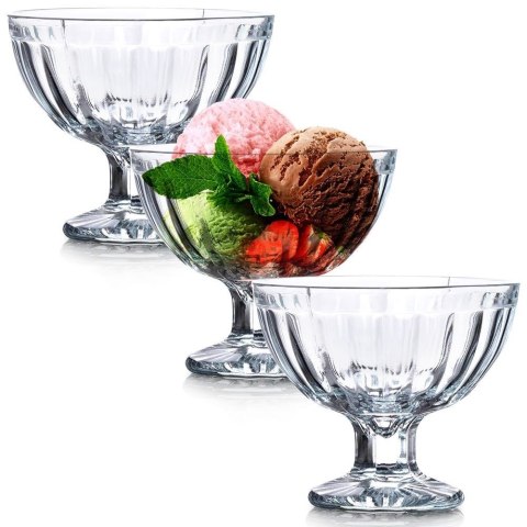 Pucharki do Lodów Szklane 3 szt. 180 ml Desery Galaretki Trwałe EH