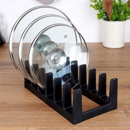 Stojak na Pokrywki i Talerze Czarny Organizer Szafka 6 szt. 28 cm VILDE