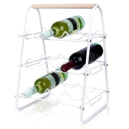 Stojak na Wino Dekoracyjny Metalowy Biały 9 Butelek HOUSEWARE 33x29x46 cm