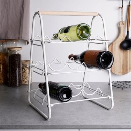 Stojak na Wino Dekoracyjny Metalowy Biały 9 Butelek HOUSEWARE 33x29x46 cm