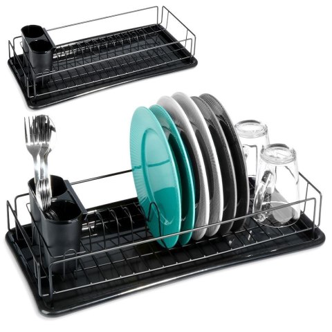 Suszarka na Naczynia Ociekacz Czarny z Wyjmowaną Tacą 50 cm VILDE