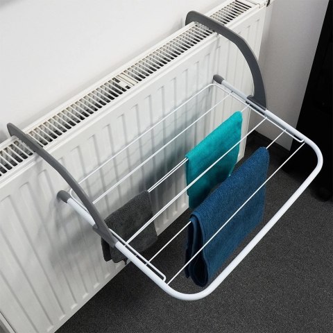 Suszarka na Pranie na Kaloryfer Metalowa Biała Rozkładana VILDE 55x50,5 cm