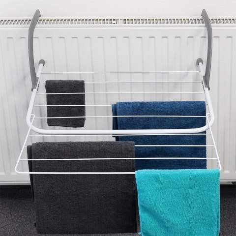 Suszarka na Pranie na Kaloryfer Metalowa Biała Rozkładana VILDE 55x50,5 cm