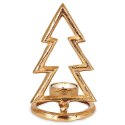 Świecznik Choinka Tealight 1 Świeczka Świąteczny Złoty Loft VILDE 16 cm