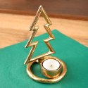 Świecznik Choinka Tealight 1 Świeczka Świąteczny Złoty Loft VILDE 16 cm