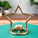 Świecznik Gwiazda Tealight 1 Świeczka Świąteczny Złoty Loft VILDE 15,5 cm