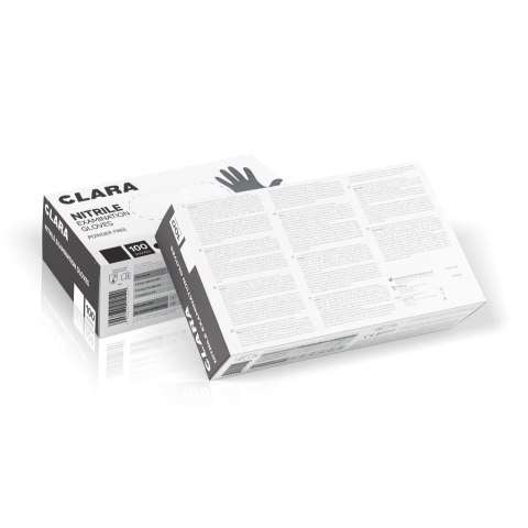 CLARA S CZARNE Rękawice nitrylowe bezpudrowe diagnostyczne, 100 szt.
