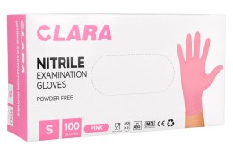 Rękawiczki nitrylowe bezpudrowe różowe S - CLARA (100 szt.)
