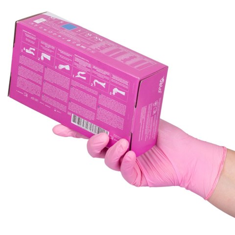 VELO NITRILE PINK L Różowe rękawice nitrylowe zabiegowe bezpudrowe, 100 szt.