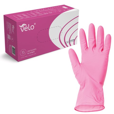VELO NITRILE PINK XS Różowe rękawice nitrylowe zabiegowe bezpudrowe, 100 szt.