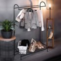 Wieszak Podłogowy Stojący Metalowy VILDE Czarny LOFT Półka na Buty 147 cm