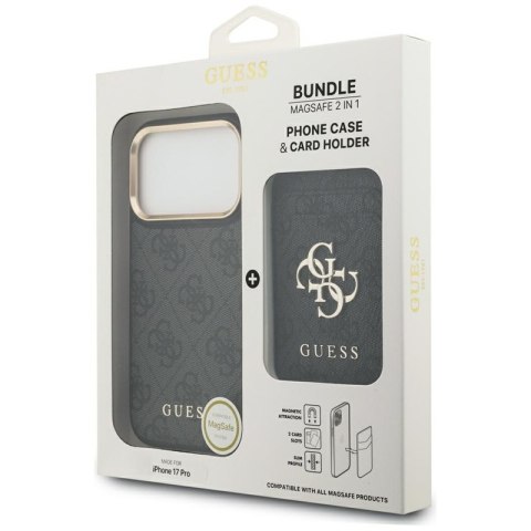 Guess Bundle Pack MagSafe 4G - Zestaw etui + portfel MagSafe do iPhone 17 Pro (czarny)
