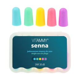 VITAMMY SENNA Jednorazowe piankowe stopery do uszu z etui, 5 kolorów, 5 par