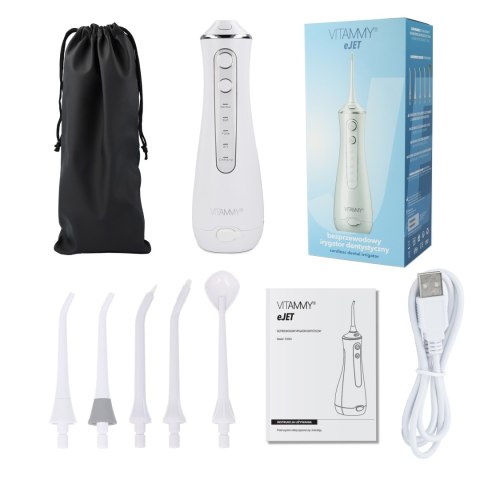 VITAMMY eJet Bezprzewodowy irygator dentystyczny, 5 końcówek w zestawie