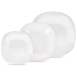 Zestaw Serwis Obiadowy 18 el. ORION LUNA Szklany Kwadratowy Biały