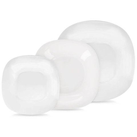 Zestaw Serwis Obiadowy 18 el. ORION LUNA Szklany Kwadratowy Biały