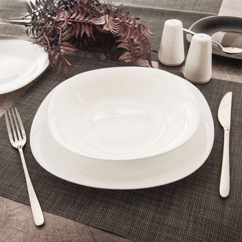 Zestaw Serwis Obiadowy 18 el. ORION LUNA Szklany Kwadratowy Biały